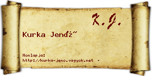 Kurka Jenő névjegykártya